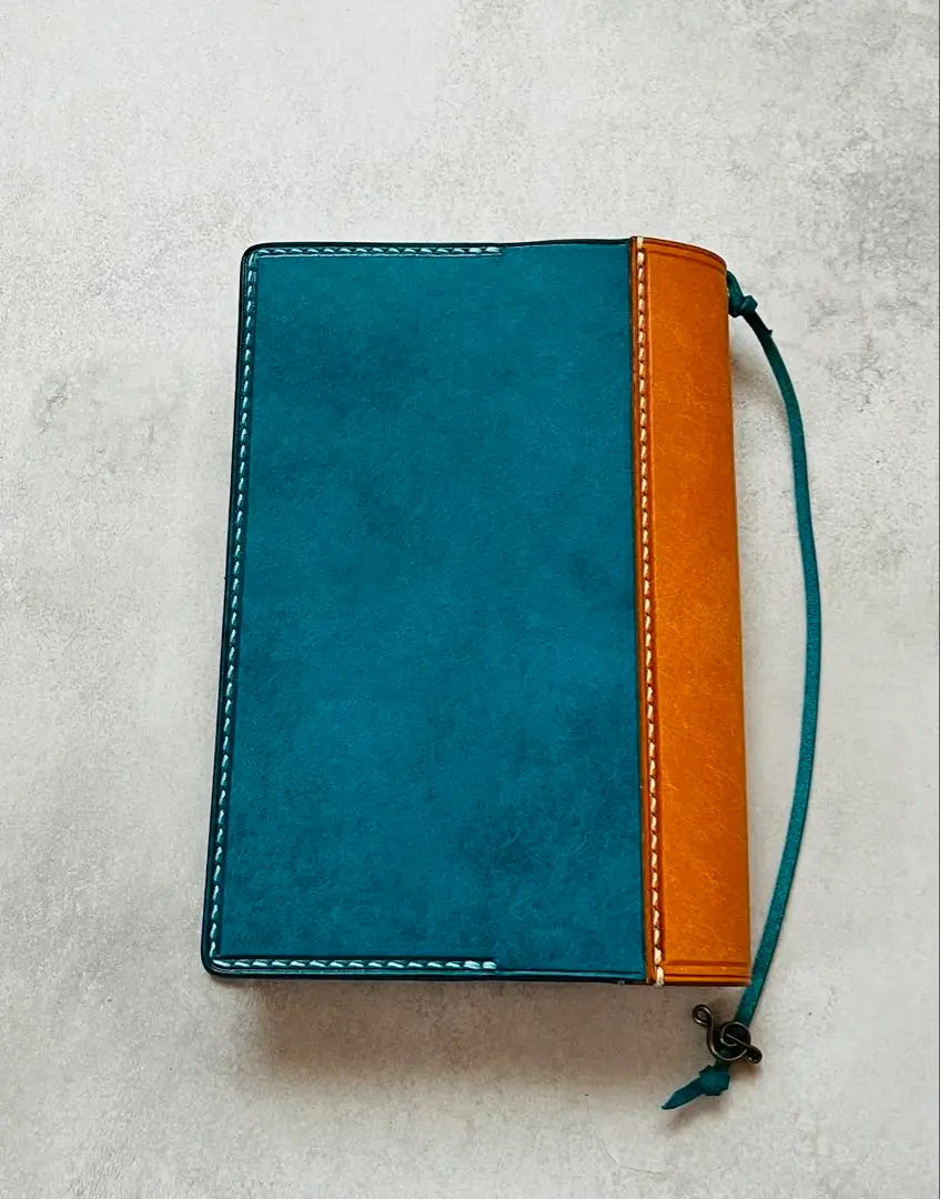 Book cover paperback size genuine leather handmade turquoise