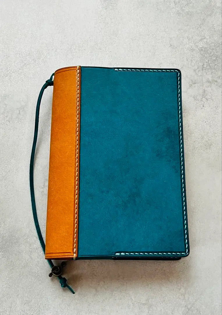 Book cover paperback size genuine leather handmade turquoise