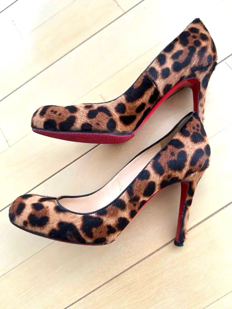 Christian Louboutin ☆ Harako material leopard print / 9cm heel 37 size 24cm