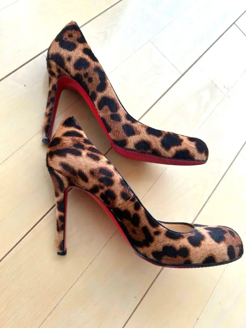 Christian Louboutin ☆ Harako material leopard print / 9cm heel 37 size 24cm