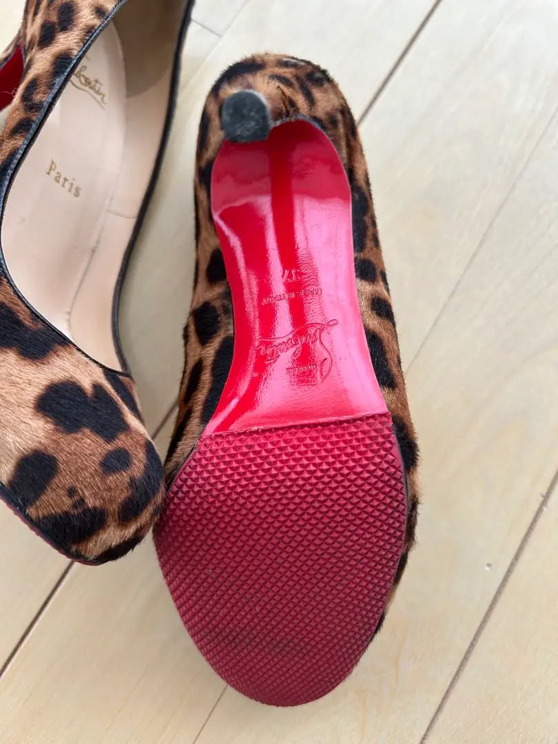 Christian Louboutin ☆ Harako material leopard print / 9cm heel 37 size 24cm