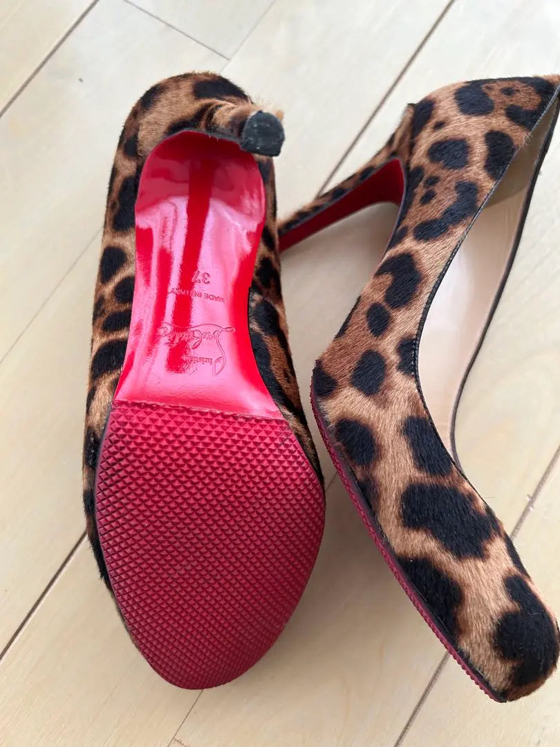 Christian Louboutin ☆ Harako material leopard print / 9cm heel 37 size 24cm