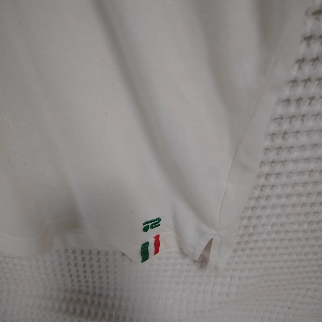 [Popular☆Rosasen] White collar green polo shirt sports Italian flag size M