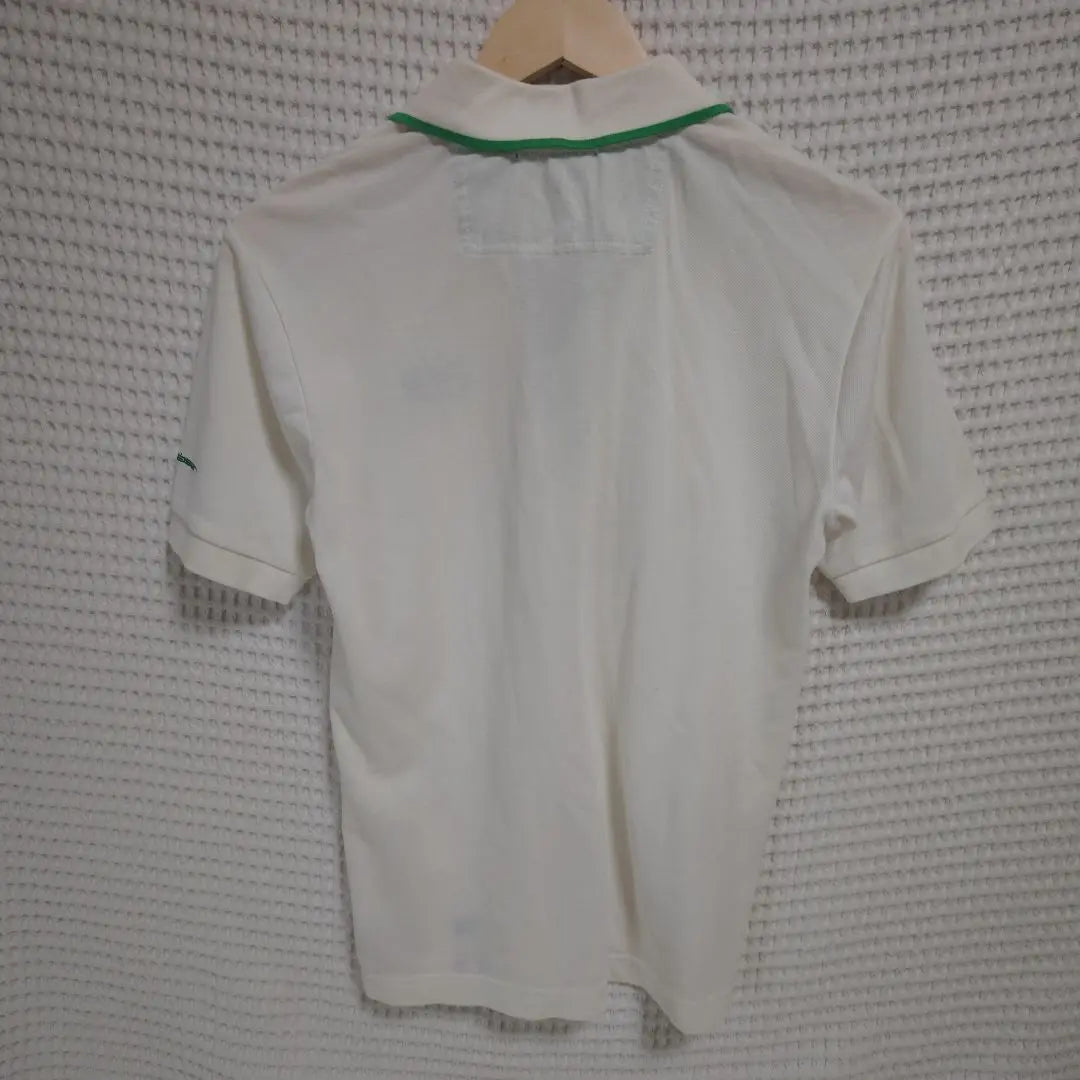 [Popular☆Rosasen] White collar green polo shirt sports Italian flag size M