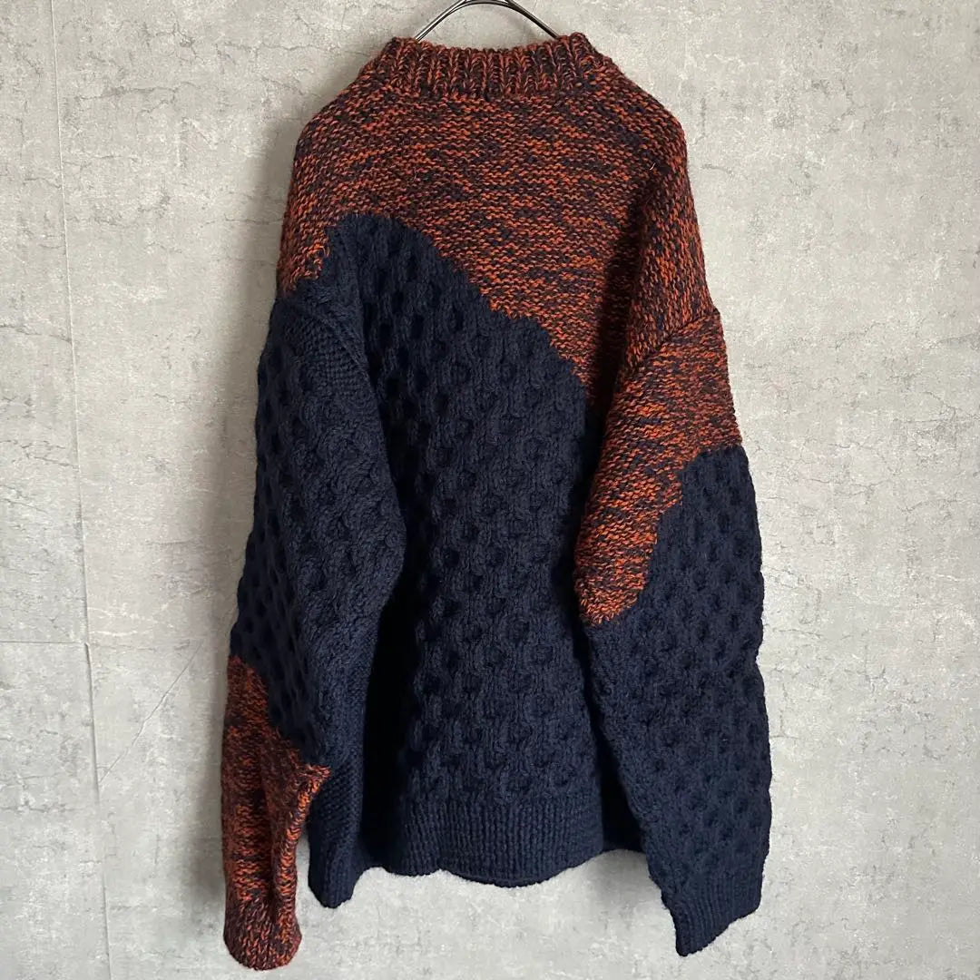 [Extremely Rare] Yukihashimoto Pullover Aran Knit Switchable Navy Orange 46