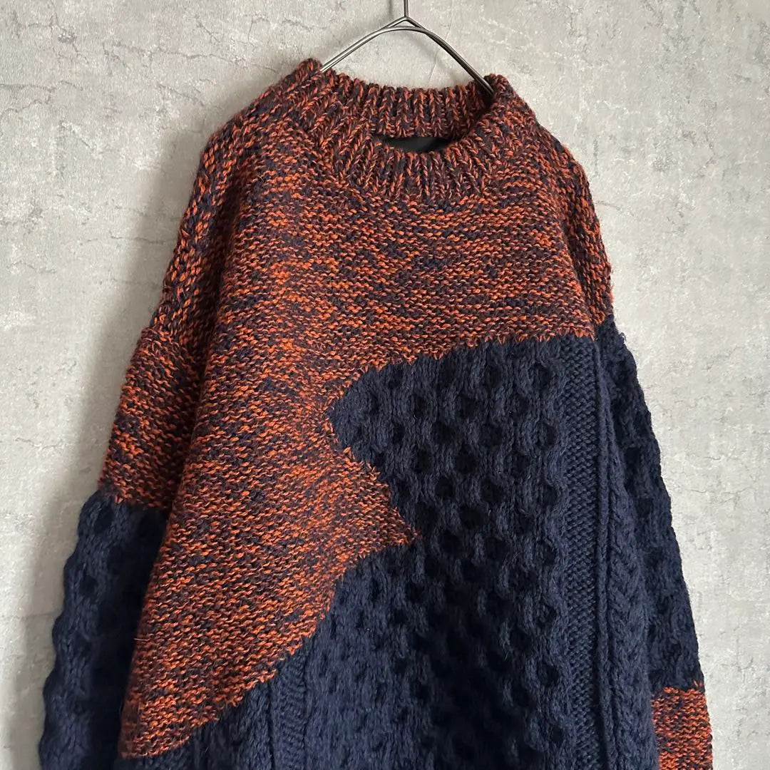 [Extremely Rare] Yukihashimoto Pullover Aran Knit Switchable Navy Orange 46