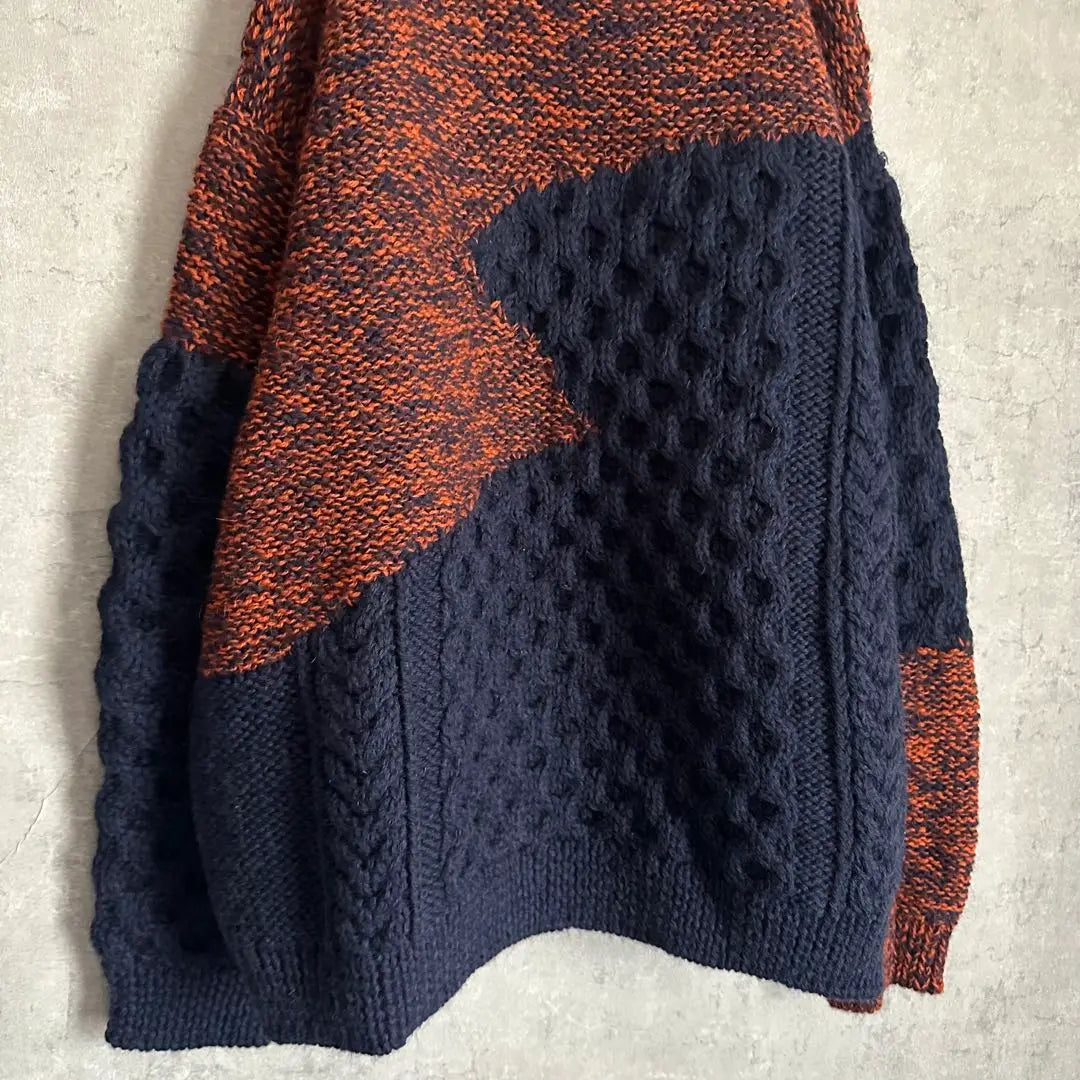 [Extremely Rare] Yukihashimoto Pullover Aran Knit Switchable Navy Orange 46