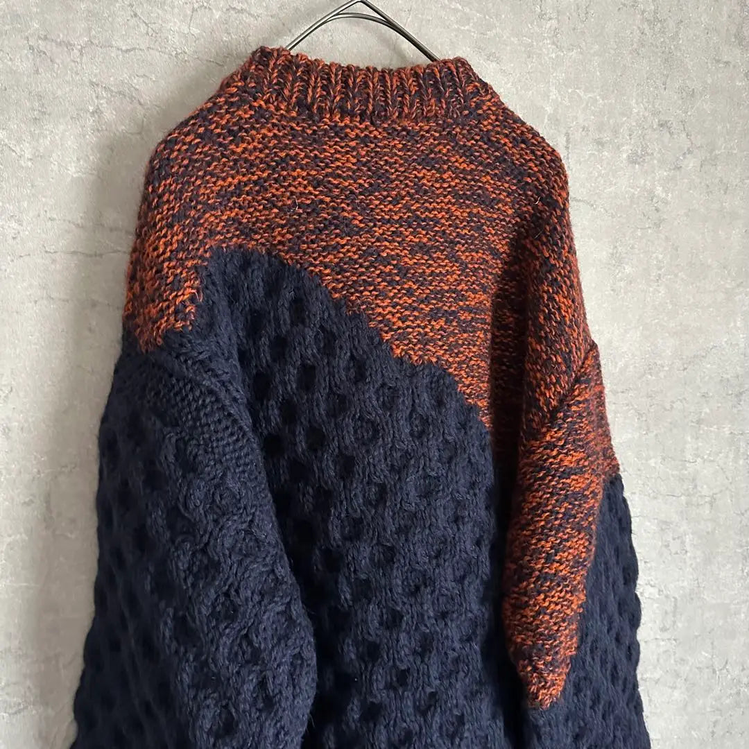 [Extremadamente raro] Jersey Yukihashimoto de punto Aran intercambiable azul marino naranja 46