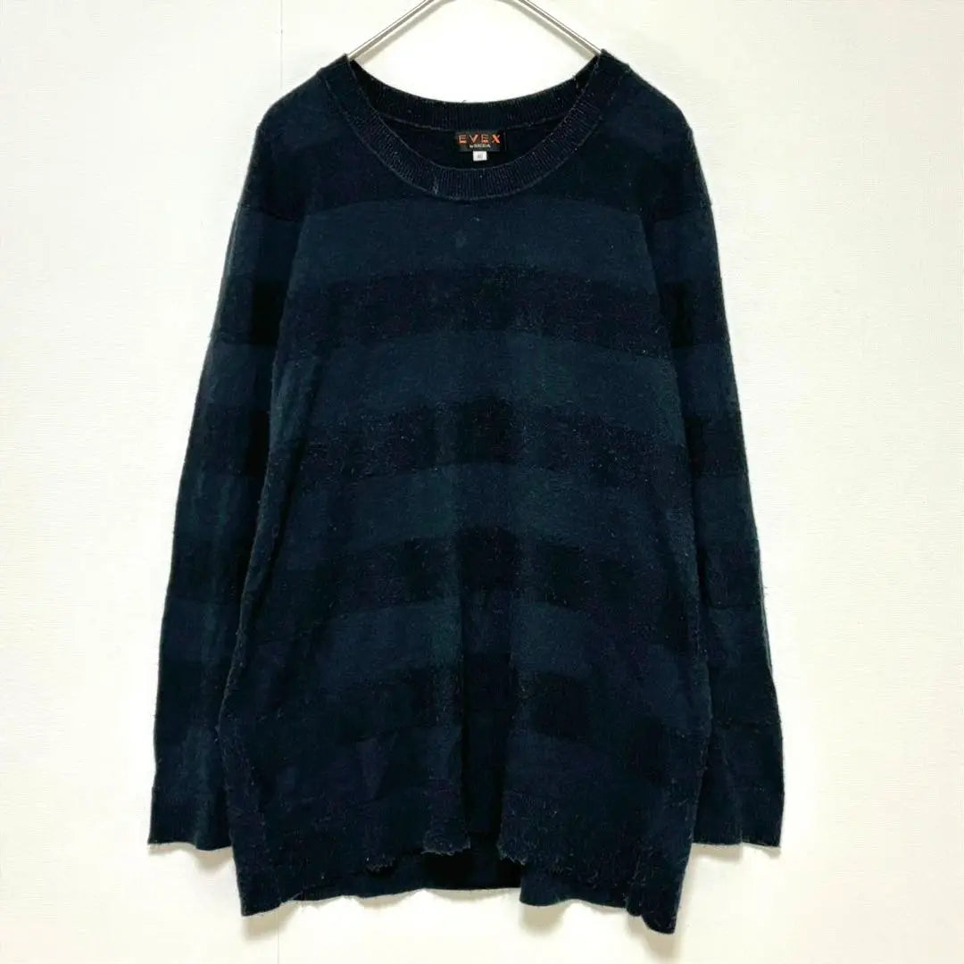 EVEX ◆ Border knit top / Stretchy crew neck sweater ribbed