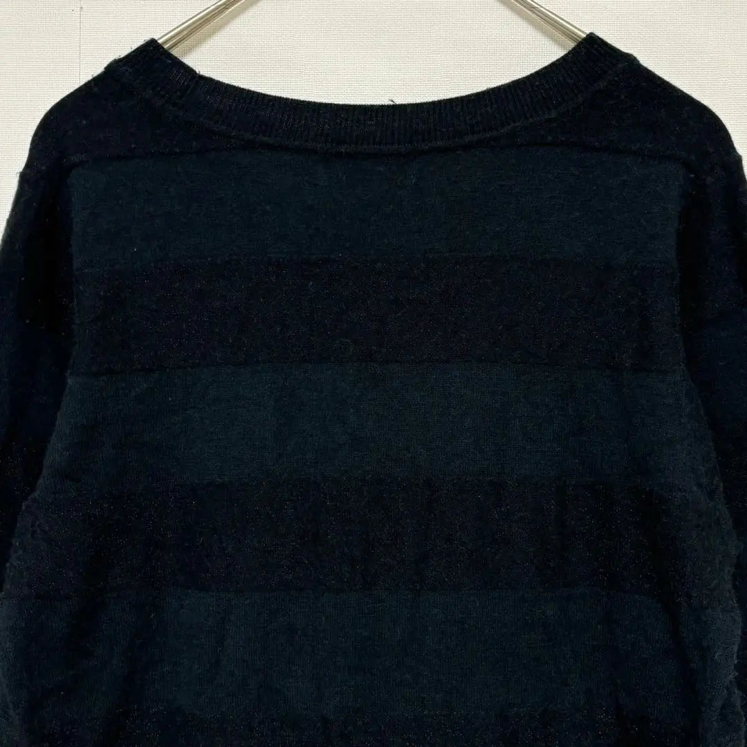 EVEX ◆ Border knit top / Stretchy crew neck sweater ribbed