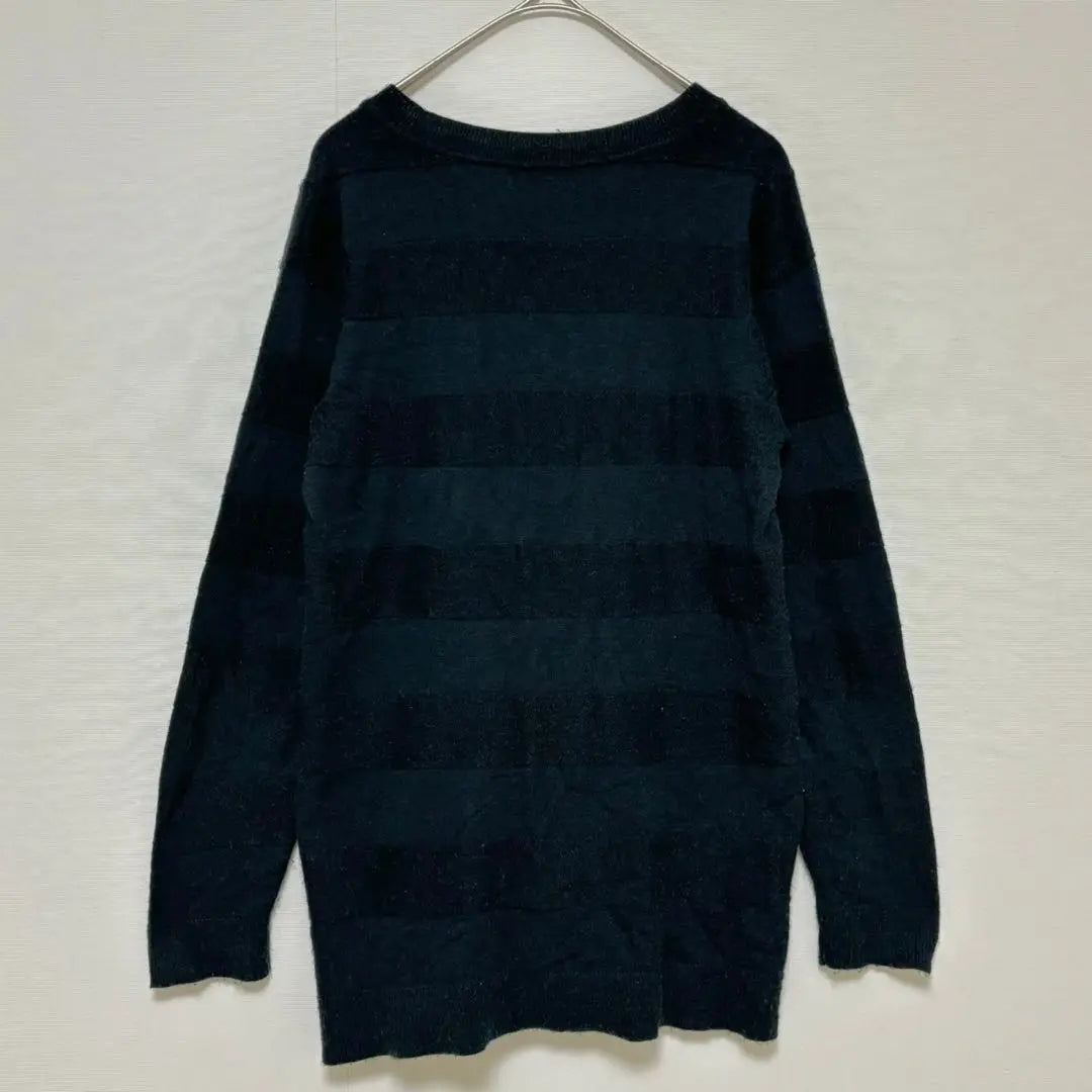 EVEX ◆ Border knit top / Stretchy crew neck sweater ribbed