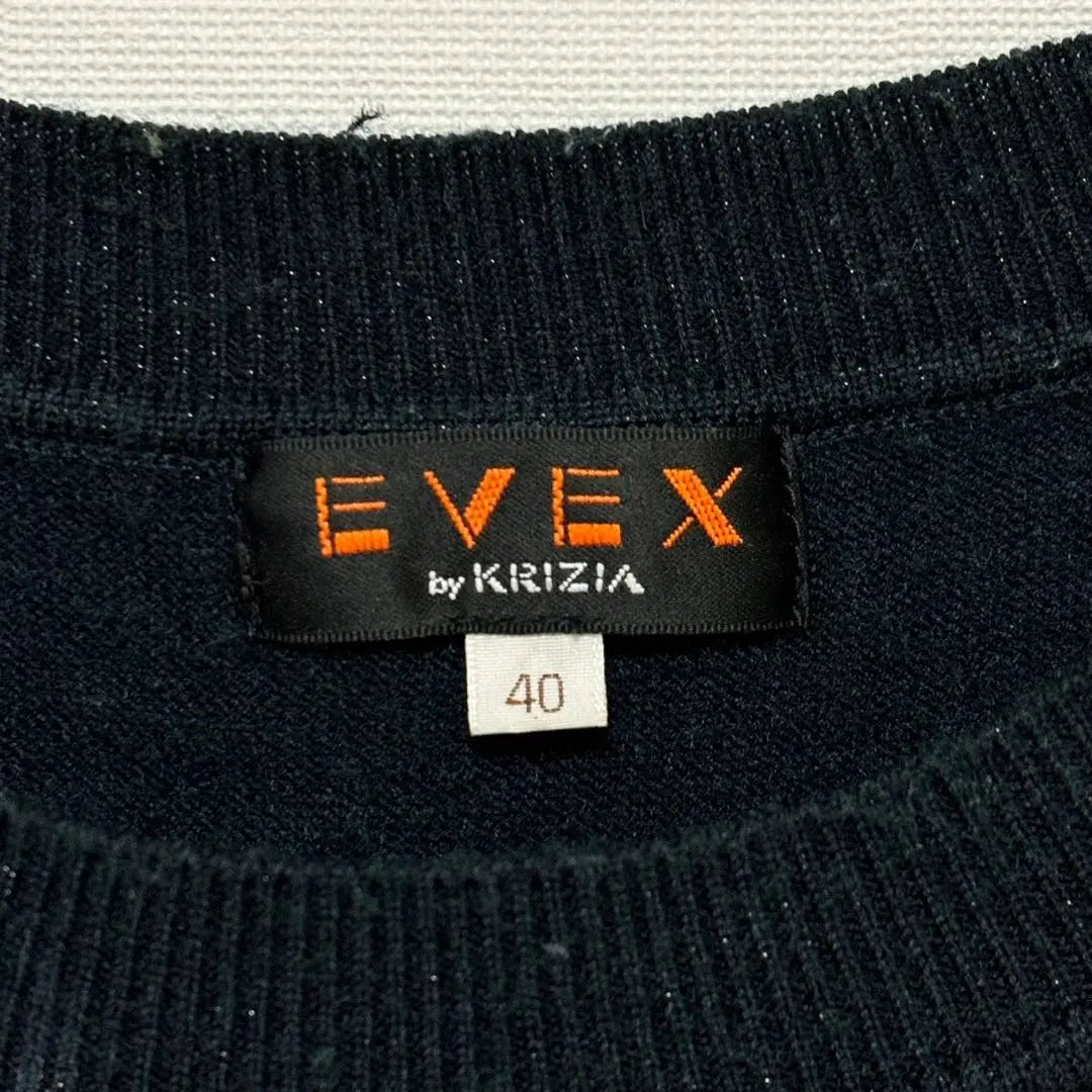 EVEX ◆ Border knit top / Stretchy crew neck sweater ribbed