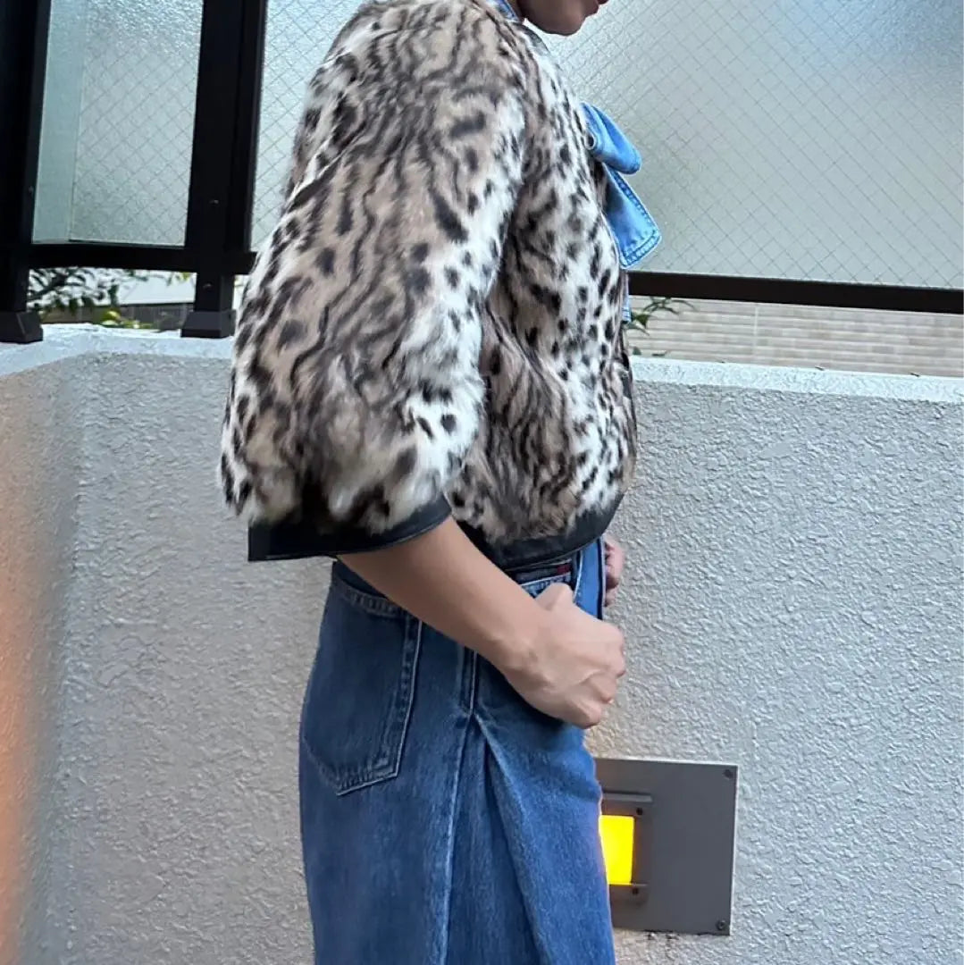 Chaqueta de piel de conejo marino con estampado de leopardo y alfombra americana MM02