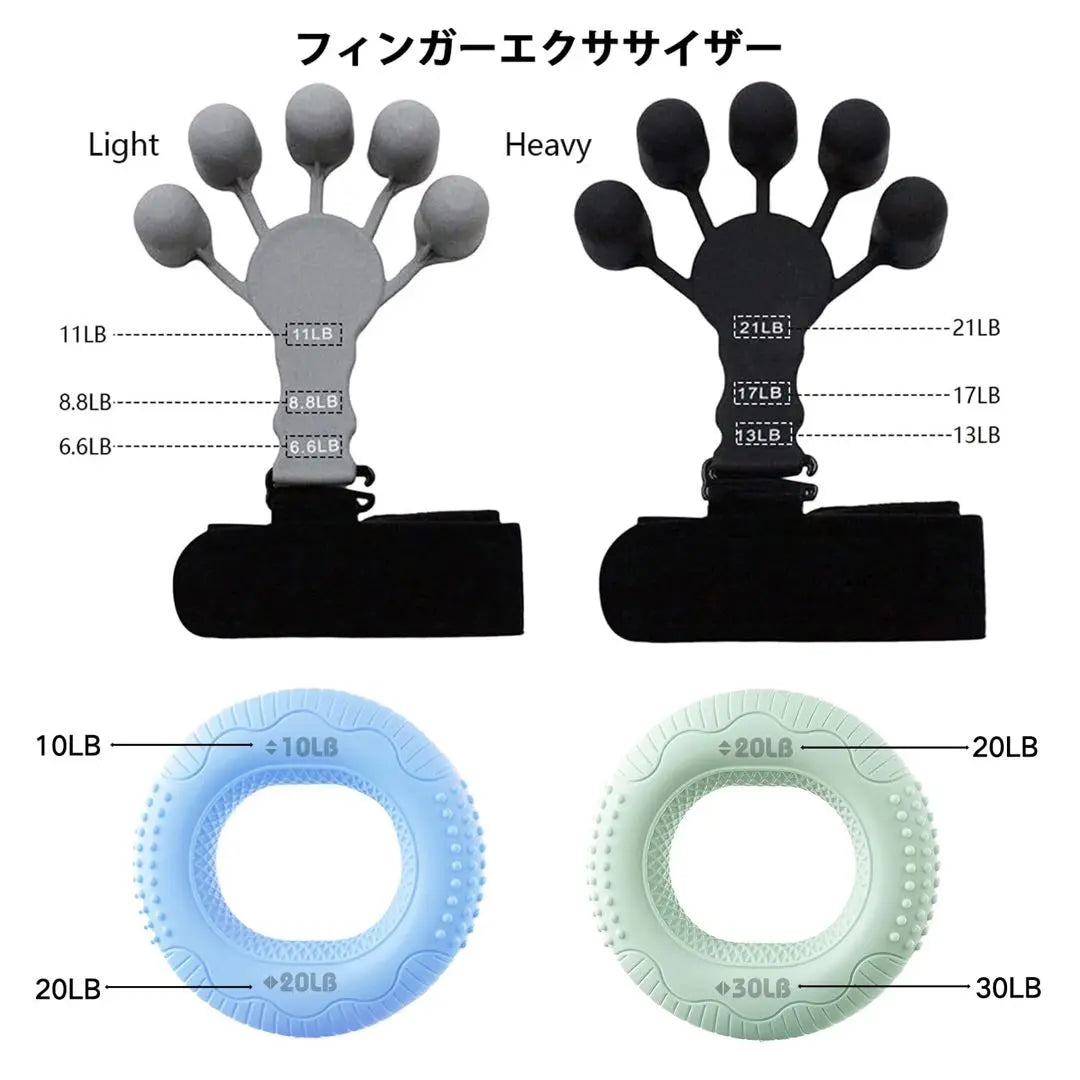 Ejercitador de dedos con agarre inverso para entrenamiento de fuerza de agarre | 握力 トレーニング リバースグリップ フィンガーエクササイザー