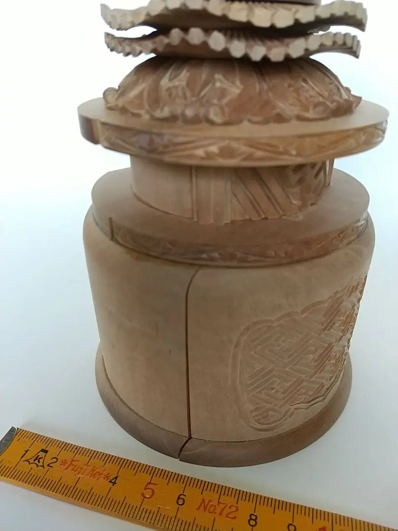 Base only for standing statue [Large] #491 Back cut, round shape ◆Sandalwood, wood carving, Buddhist statue accessories