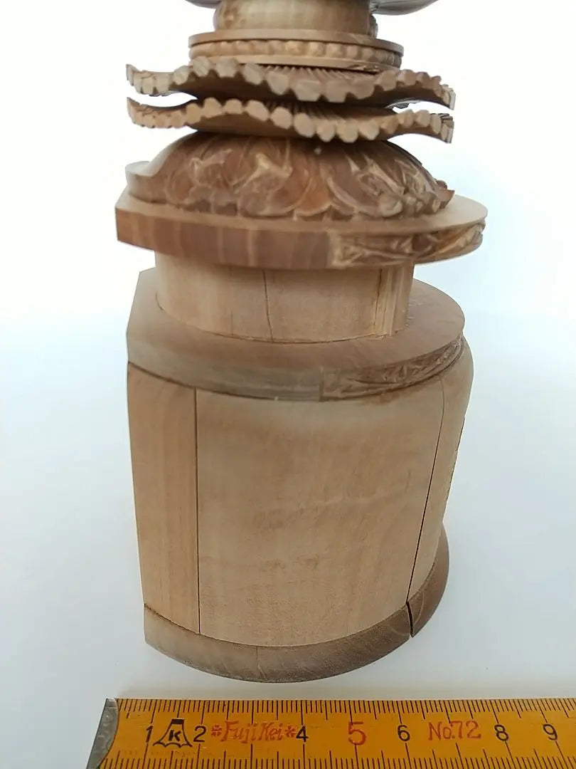 Base only for standing statue [Large] #491 Back cut, round shape ◆Sandalwood, wood carving, Buddhist statue accessories