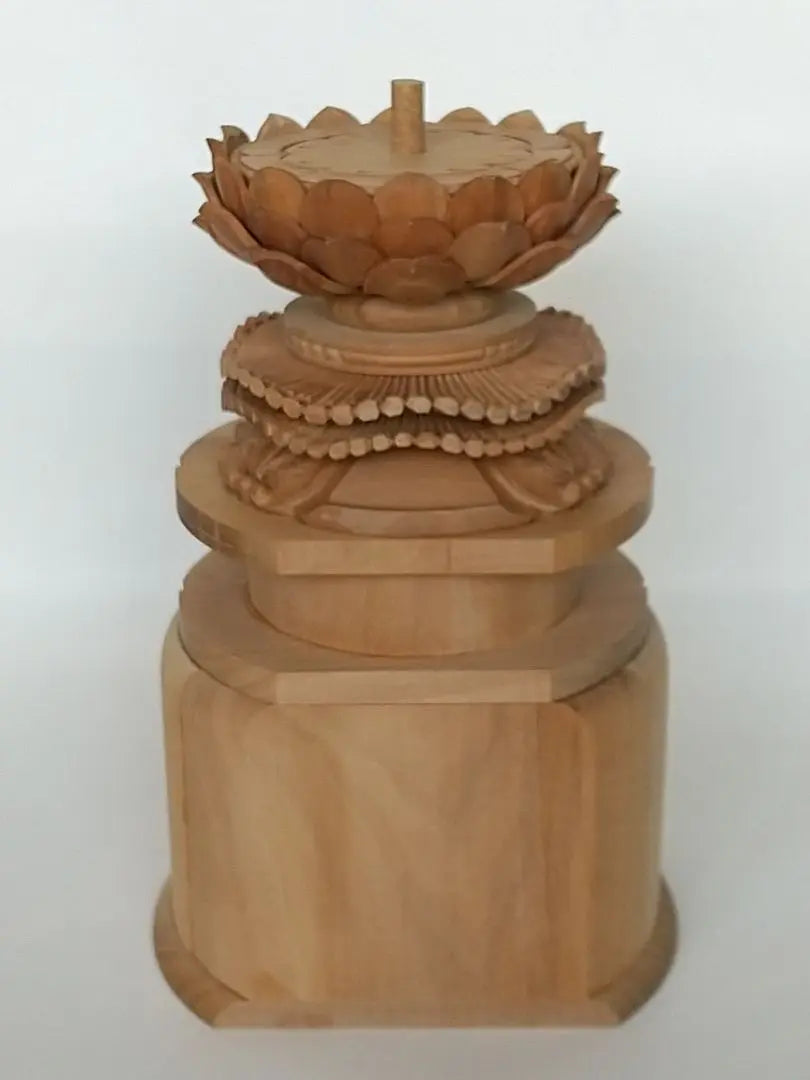 Base only for standing statue [Large] #491 Back cut, round shape ◆Sandalwood, wood carving, Buddhist statue accessories