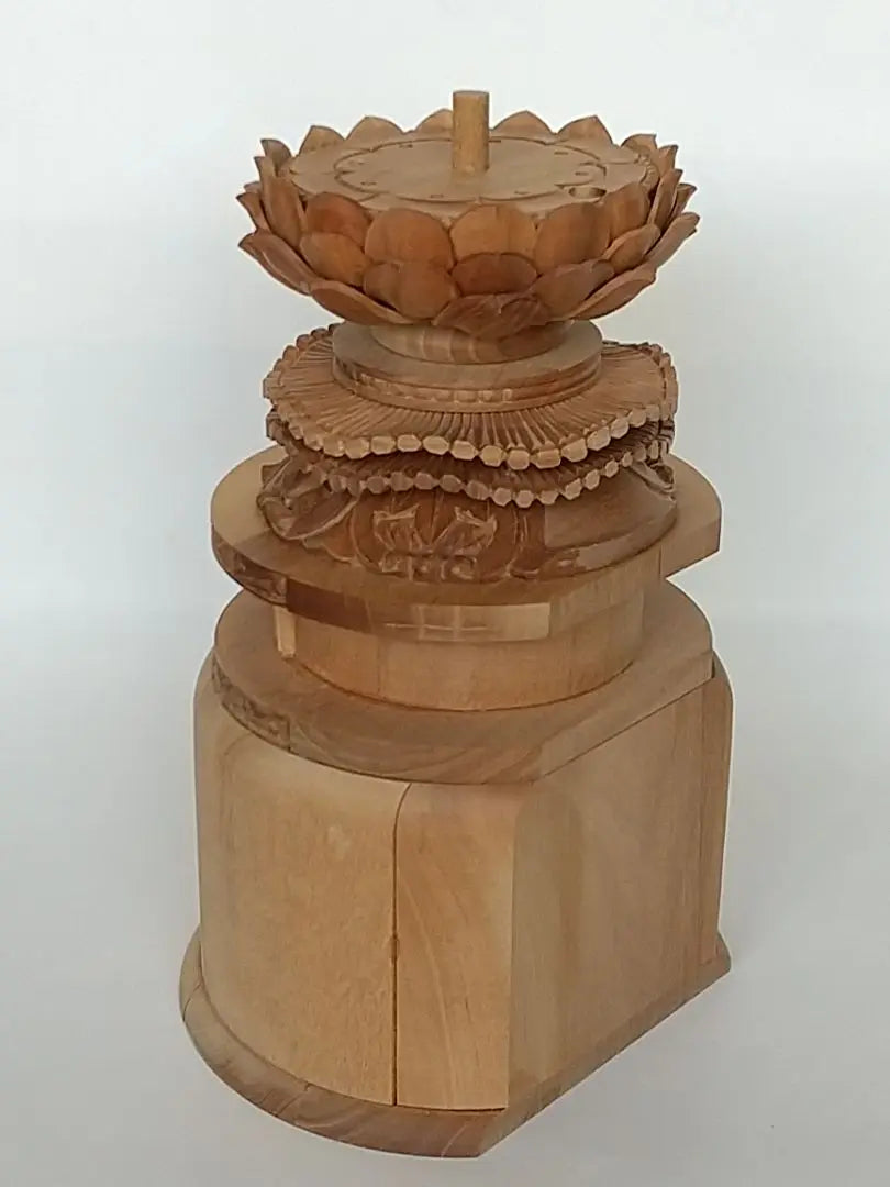 Base only for standing statue [Large] #491 Back cut, round shape ◆Sandalwood, wood carving, Buddhist statue accessories