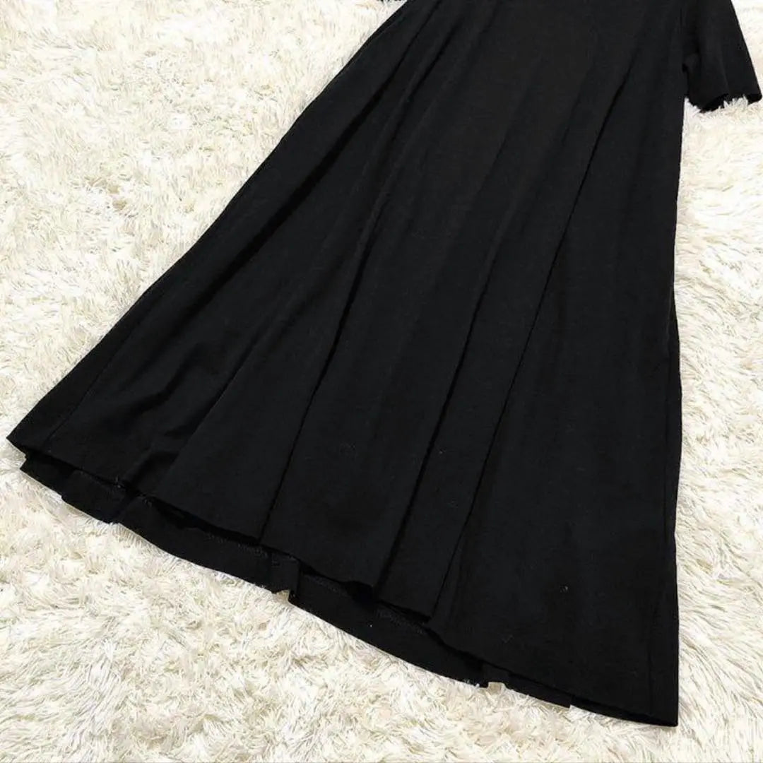 [Beautiful goods] ENFOLD Light Milan 5 -minute Sleeve A line dress One piece black 36 | 【美品】ENFOLD ライトミラノ5分袖Aラインドレス ワンピース 黒 36