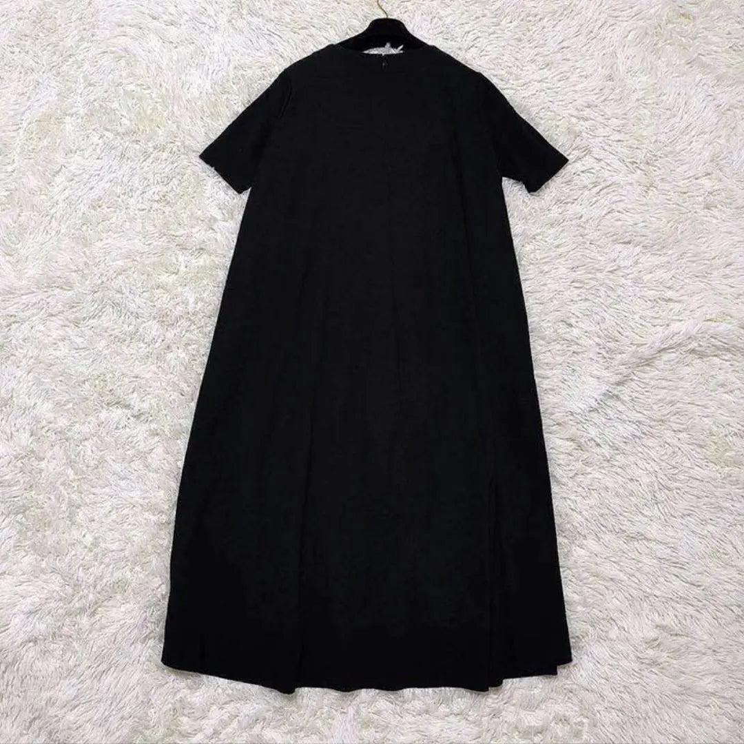 [Beautiful goods] ENFOLD Light Milan 5 -minute Sleeve A line dress One piece black 36 | 【美品】ENFOLD ライトミラノ5分袖Aラインドレス ワンピース 黒 36