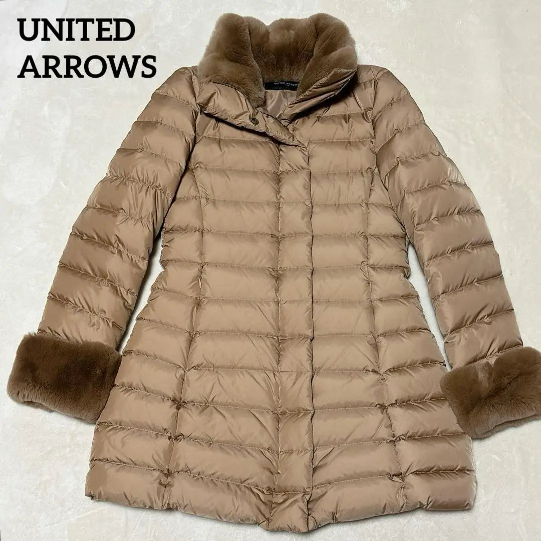 Artículo ultra hermoso ✨ United Arrows Red Savit Rabbit Far Long Down Court | 極美品✨ユナイテッドアローズ レッキスラビットファー ロングダウンコート