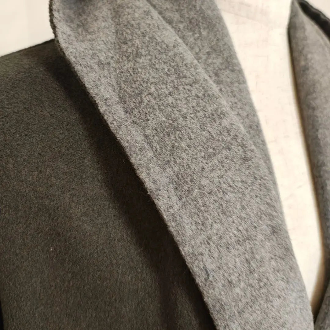 ★ Mizuiroind Wool Blend Reversible Long Coat with Hood Gray Khaki | ★ ミズイロインド　ウール混　リバーシブルロングコート　フード付き　グレーカーキ