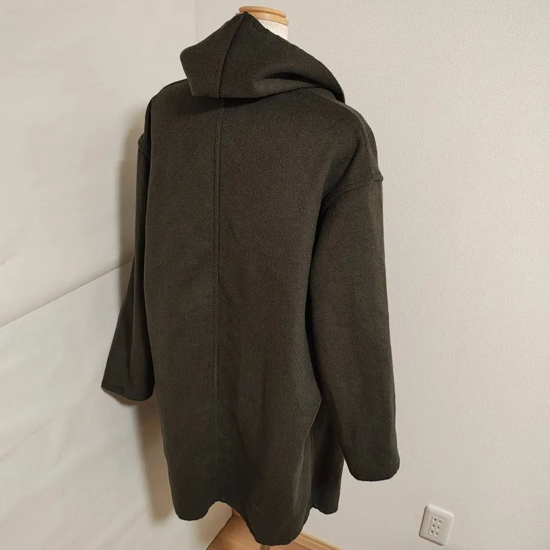 ★ Mizuiroind Wool Blend Reversible Long Coat with Hood Gray Khaki | ★ ミズイロインド　ウール混　リバーシブルロングコート　フード付き　グレーカーキ