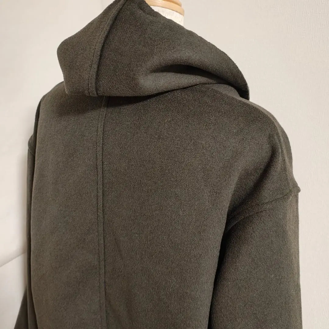 ★ Mizuiroind Wool Blend Reversible Long Coat with Hood Gray Khaki | ★ ミズイロインド　ウール混　リバーシブルロングコート　フード付き　グレーカーキ