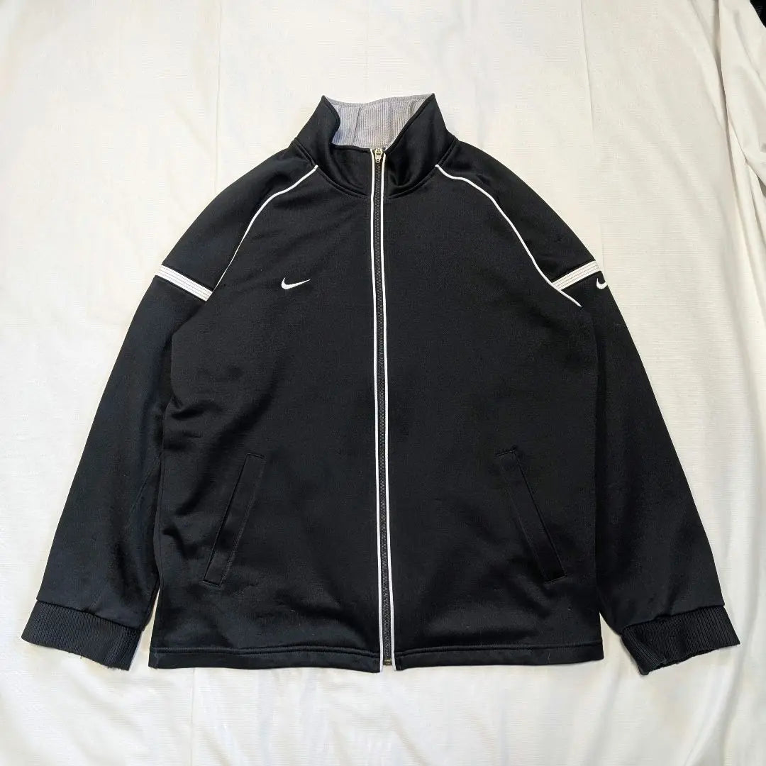 [NIKE] 00S logo embroidery stand color / raglant track jacket black