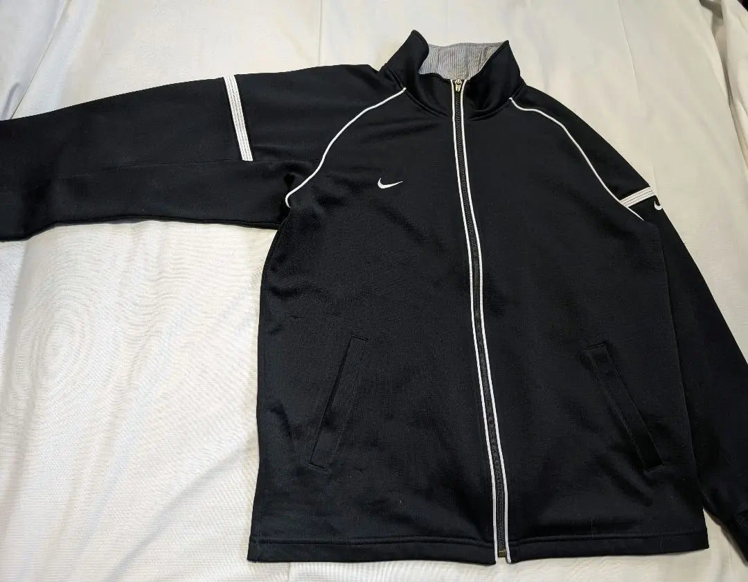 [NIKE] 00S logo embroidery stand color / raglant track jacket black