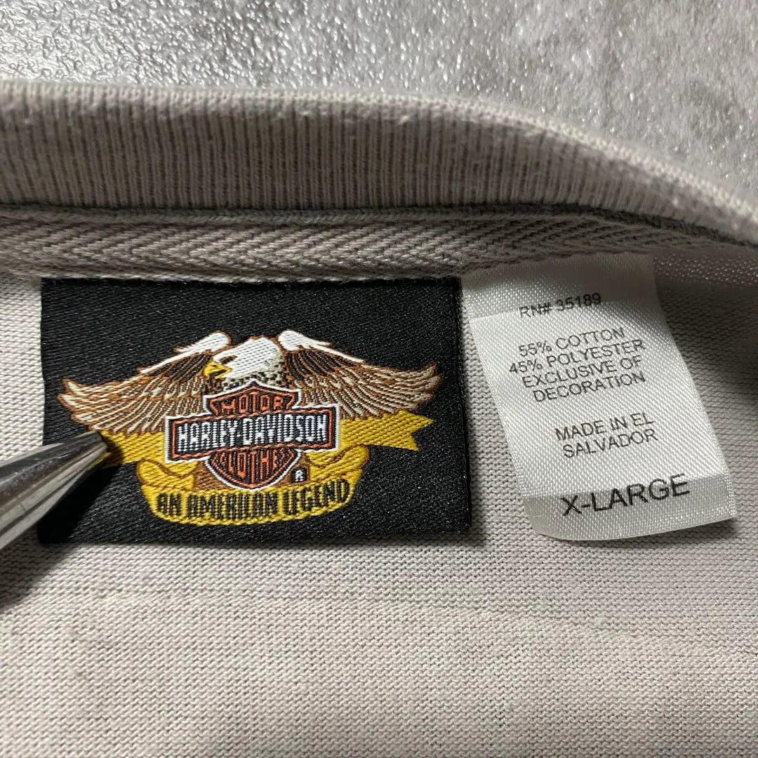 [Made in USA] Harley Davidson Eagle Back Logo Henley Neck Long T-shirt