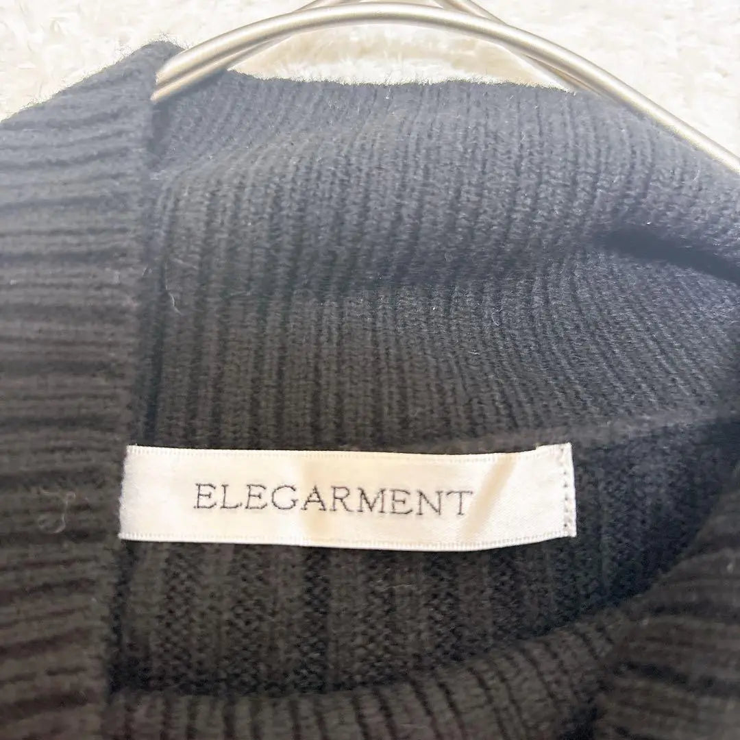 [Elegament] Rib Knit XL Large High Neck Length Body Cover Black