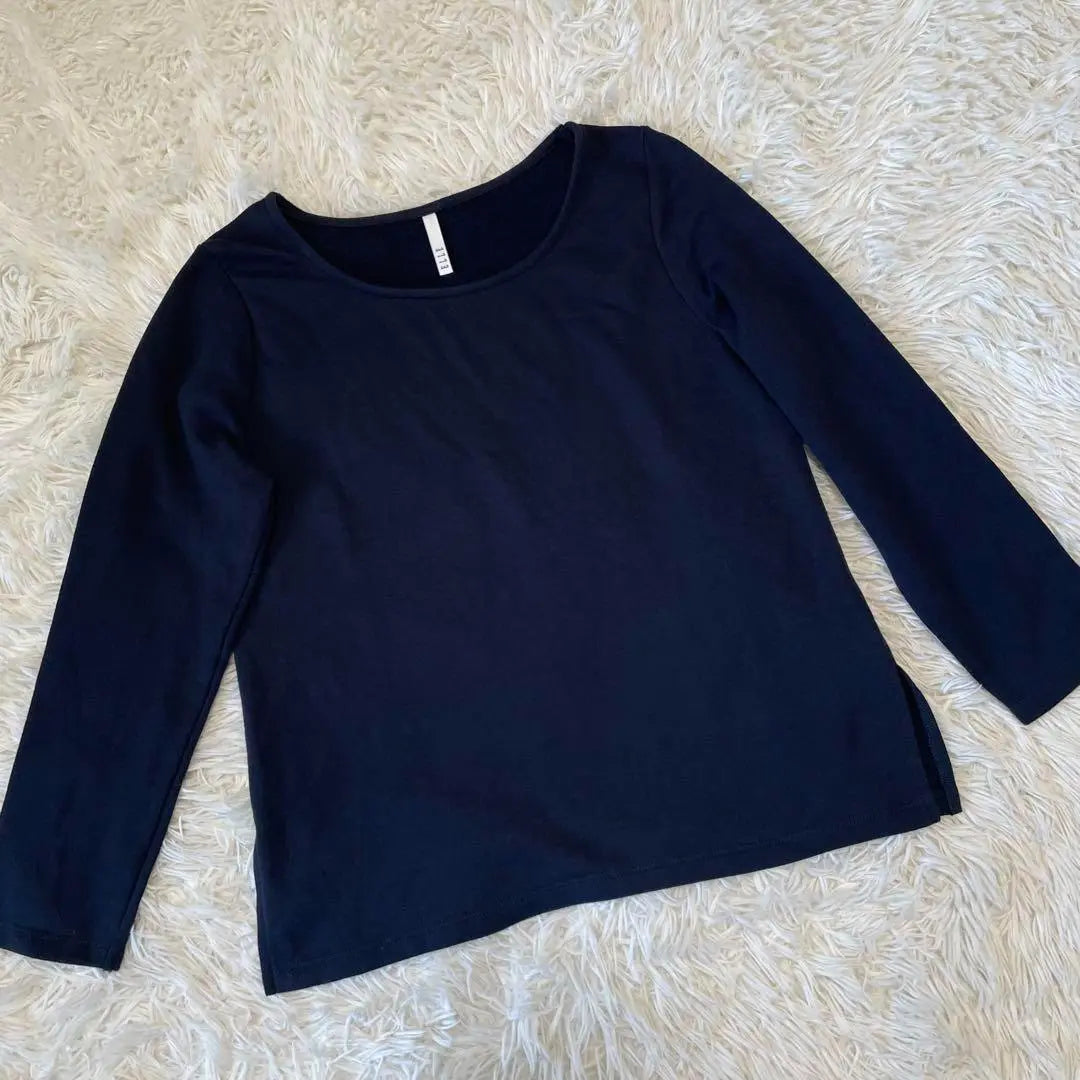 ☆ELLE☆EL [Size 38] Long sleeve cut and sew/Plain/Sweatshirt/Navy/Simple