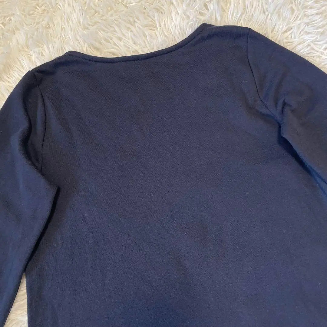 ☆ELLE☆EL [Size 38] Long sleeve cut and sew/Plain/Sweatshirt/Navy/Simple