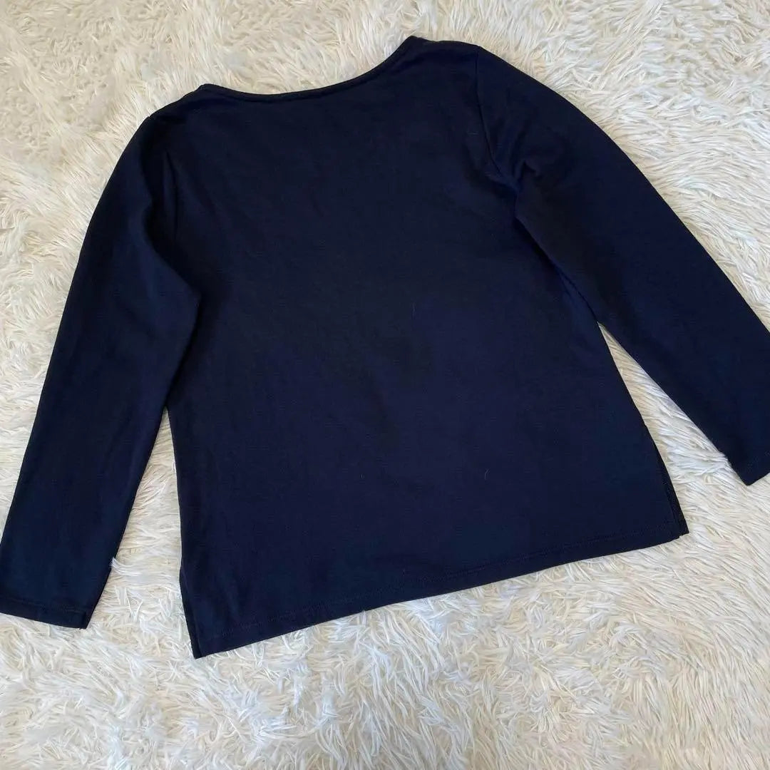 ☆ELLE☆EL [Size 38] Long sleeve cut and sew/Plain/Sweatshirt/Navy/Simple