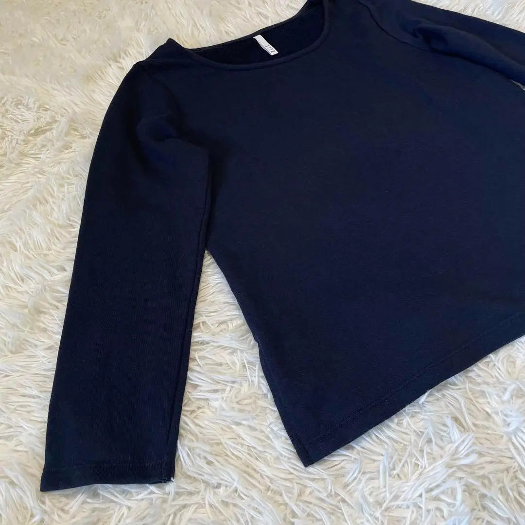 ☆ELLE☆EL [Size 38] Long sleeve cut and sew/Plain/Sweatshirt/Navy/Simple