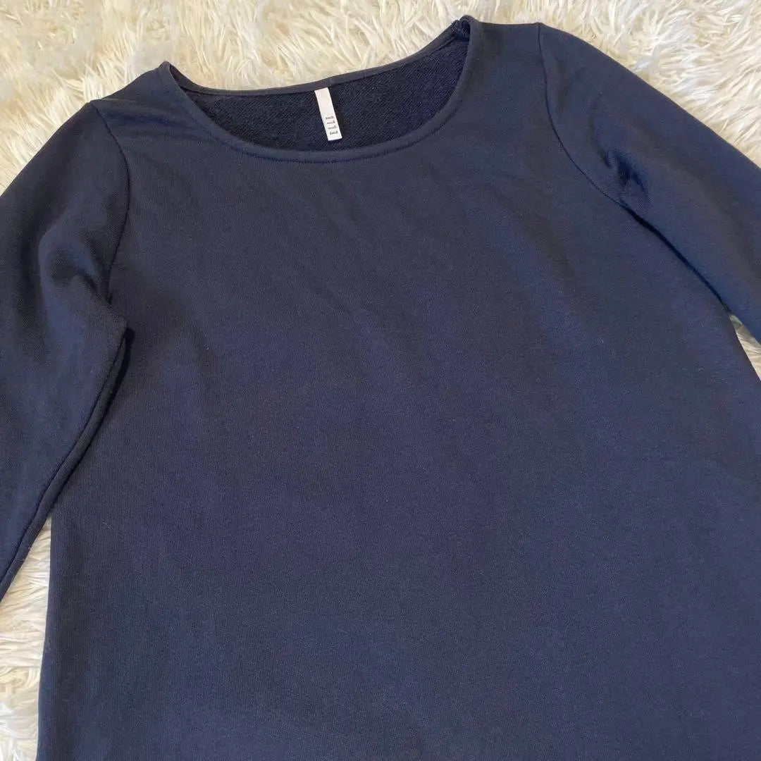 ☆ELLE☆EL [Size 38] Long sleeve cut and sew/Plain/Sweatshirt/Navy/Simple