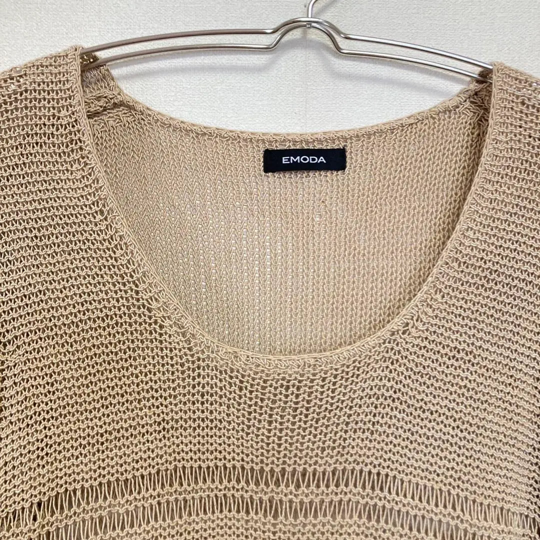 Emoda Mesh Knit (F) Long Length Beige A0770 | エモダ メッシュニット （F） ロング丈 ベージュ a0770