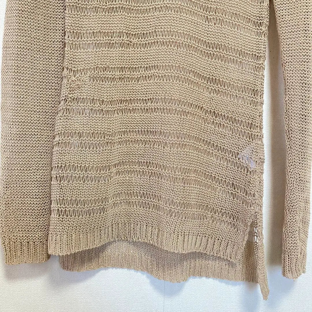 Emoda Mesh Knit (F) Long Length Beige A0770 | エモダ メッシュニット （F） ロング丈 ベージュ a0770