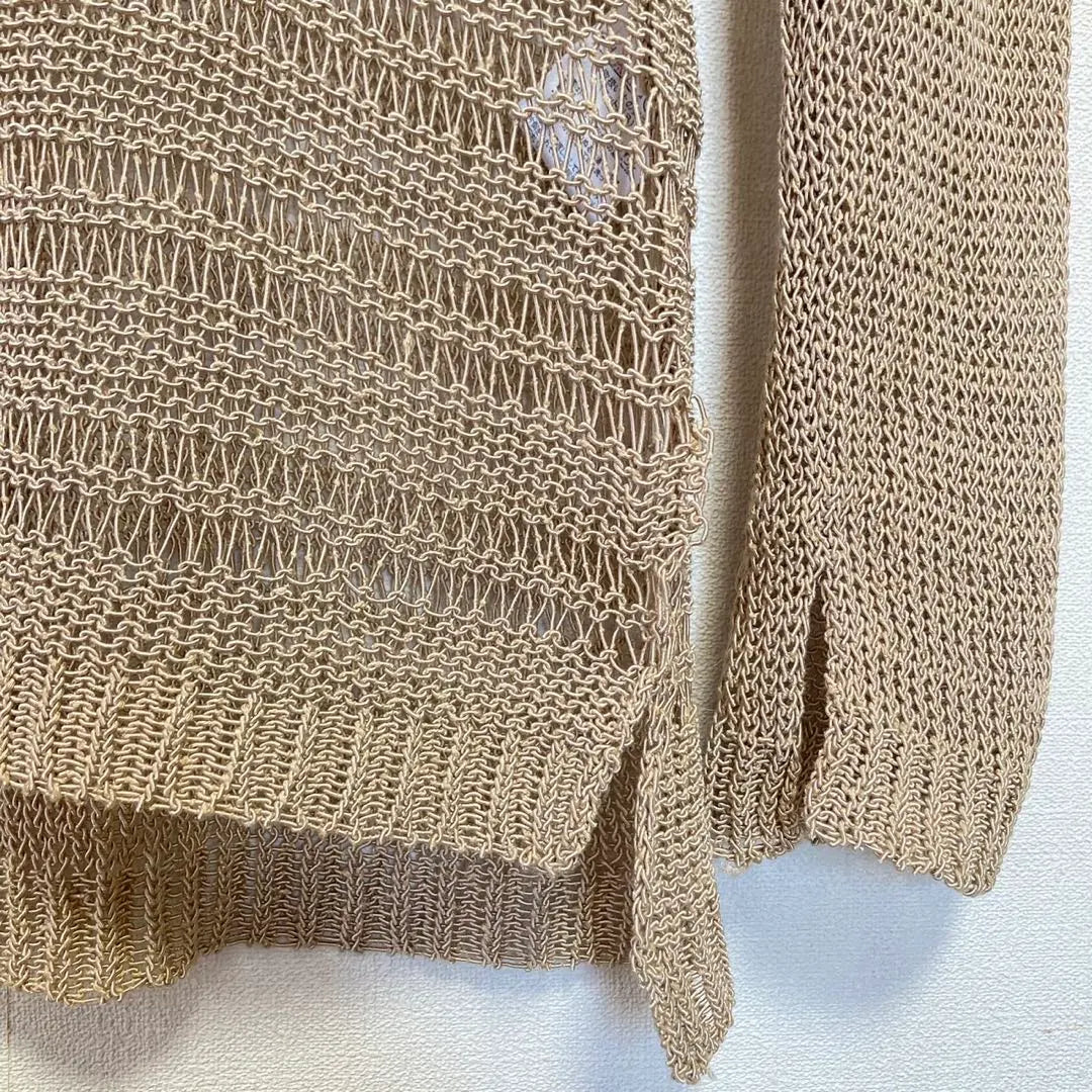 Emoda Mesh Knit (F) Long Length Beige A0770 | エモダ メッシュニット （F） ロング丈 ベージュ a0770