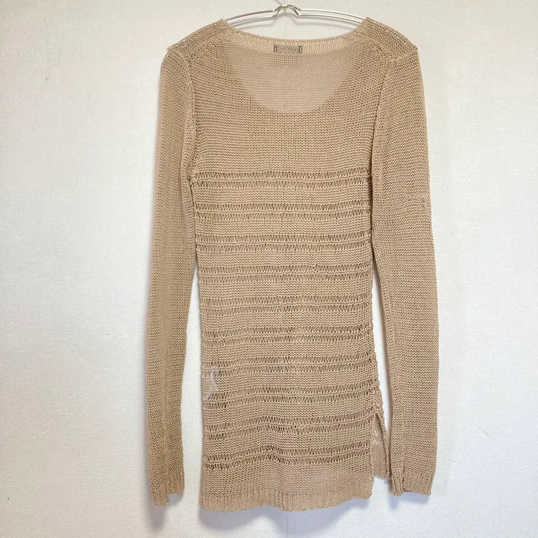 Emoda Mesh Knit (F) Long Length Beige A0770 | エモダ メッシュニット （F） ロング丈 ベージュ a0770