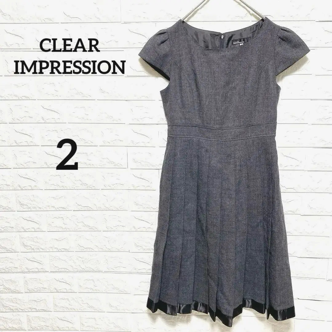 [Clear impression] Pleated dress, knee length, 100% wool, M 2 | 【クリアインプレッション】プリーツワンピース　膝丈　ウール100% M　2