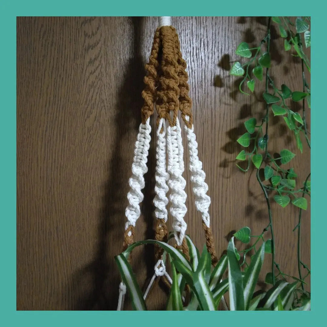 {Macrame*Plant Hanger} (Total length approx. 81cm/Color: Ivory & Light Brown)