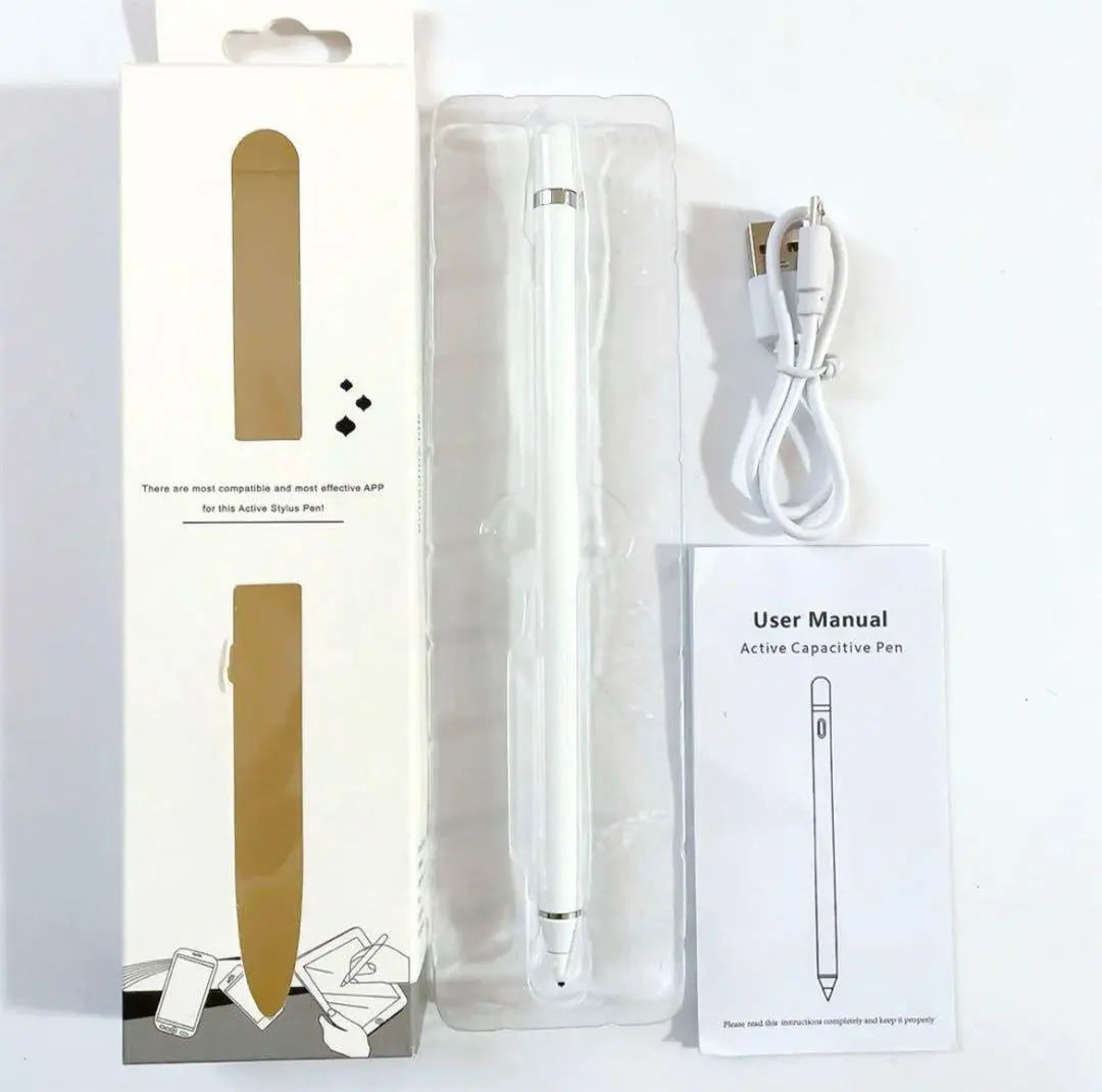 Stylish Pen iPad Tablet White USB Rechargeable Work Game Smartphone