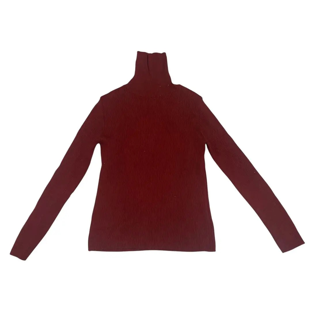 Burgund knit sweater Long sleeve turtleneck plain | バーガンディ ニットセーター 長袖　タートルネック　無地