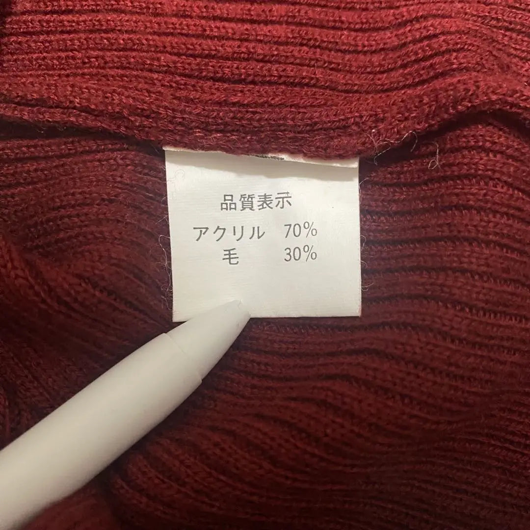 Burgund knit sweater Long sleeve turtleneck plain | バーガンディ ニットセーター 長袖　タートルネック　無地