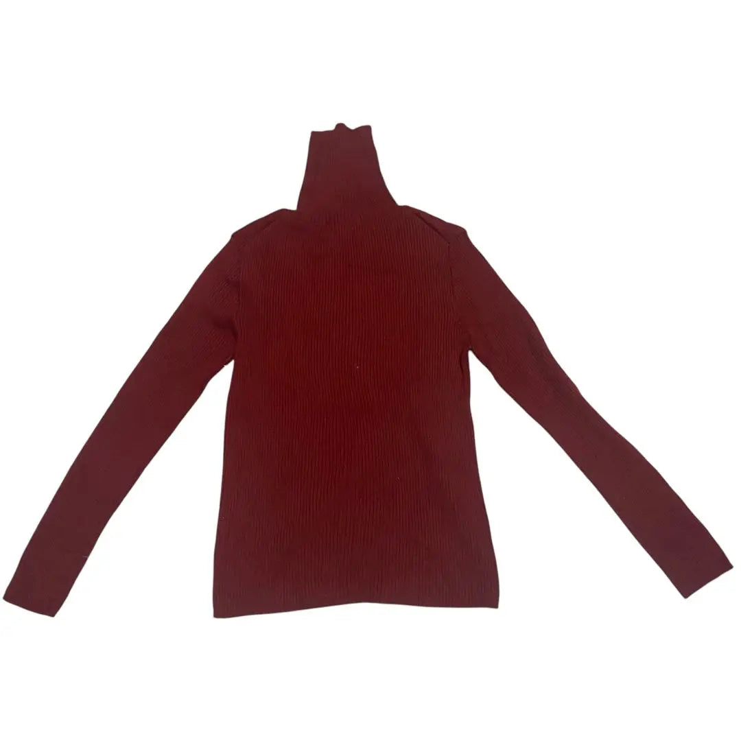 Burgund knit sweater Long sleeve turtleneck plain | バーガンディ ニットセーター 長袖　タートルネック　無地