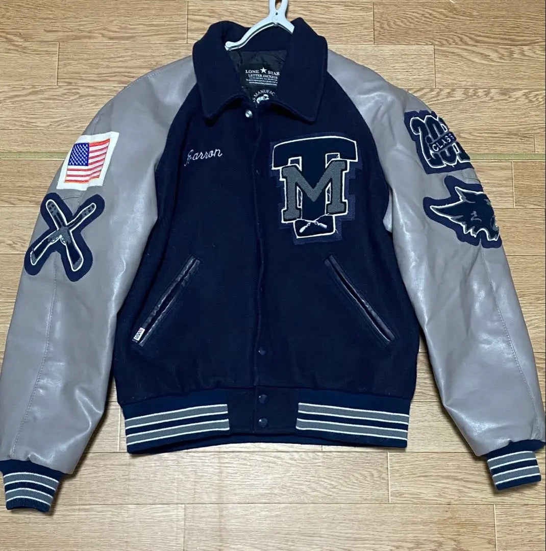 Lone Star Stadium Jacket L Navy/Grey Made in USA