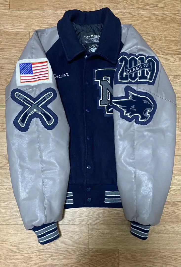 Lone Star Stadium Jacket L Navy/Grey Made in USA