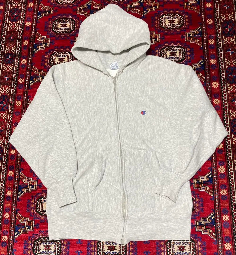 90s American Made Champion Reverse Weave Full Zip Parka Gray